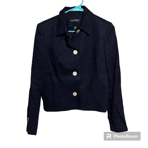 Lauren Ralph Lauren Jackets & Blazers - Lauren Ralph Lauren Women's Navy Blue 100% Linen Lined Blazer Size 8 Nautical
